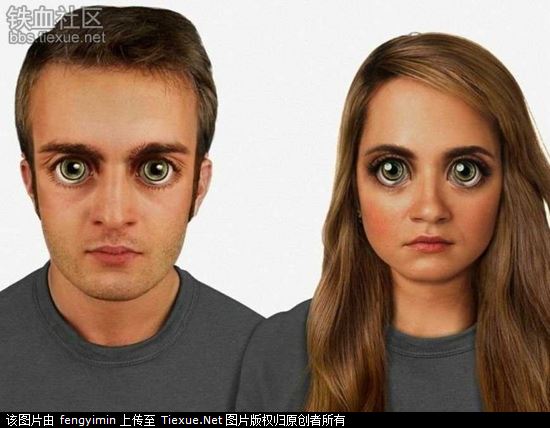 人类10万年后长什么样? 眼大鼻孔大额头宽(图)(图1) 人类10万年后长什么样? 眼大鼻孔大额头宽(图)